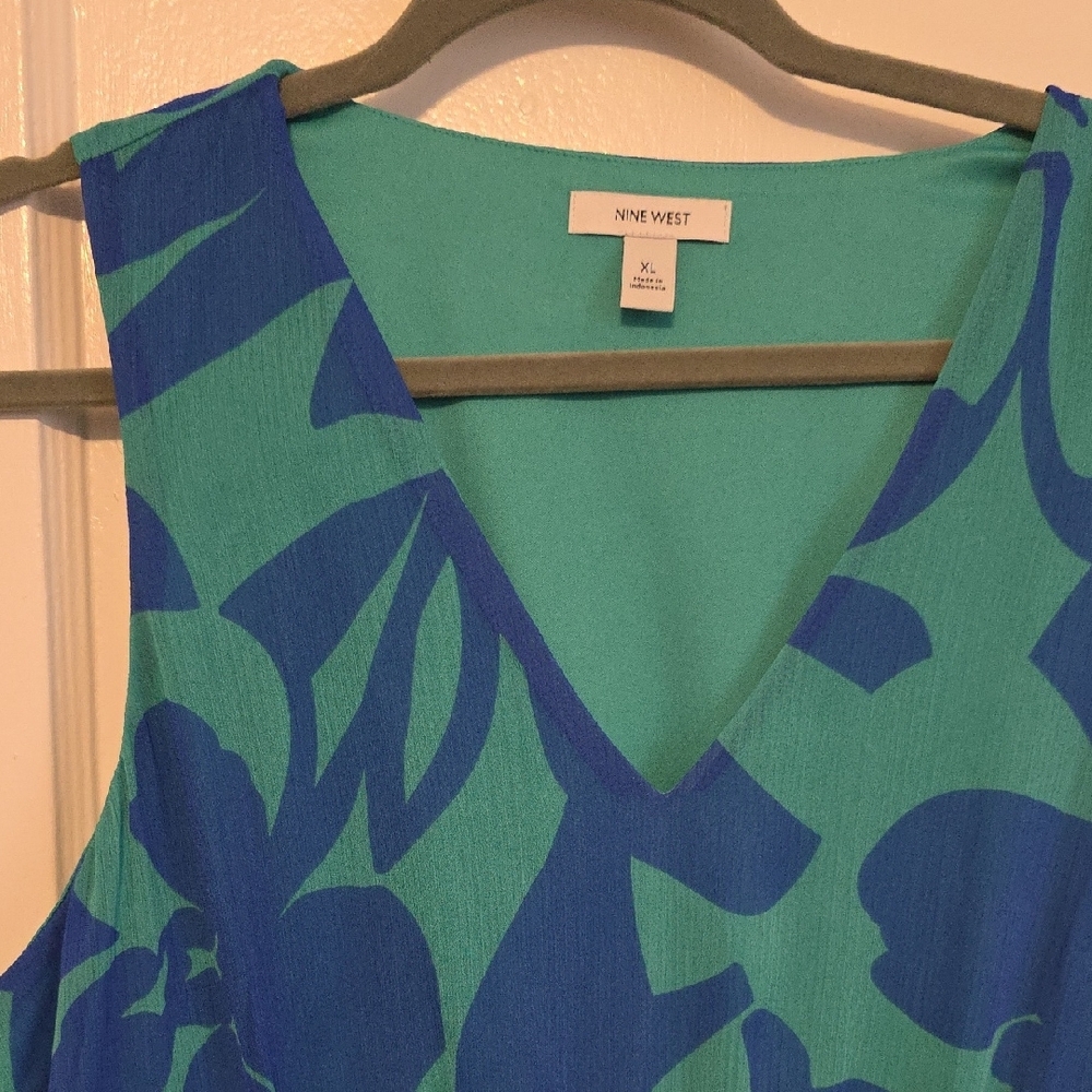 Nine West. NWT Green and Blue Sleeveless Sundress - Picture 3 of 7